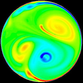 Numerical simulation of a quasi-2D vortex pair 
driven electrically in liquid metal